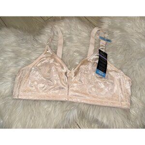 Bali 3372 Double Support Spa Closure Bra Satin WF Floral Womens 40C Pink New